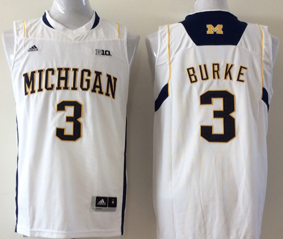 Men's Michigan Wolverines Trey Burke #3 White Team Basketball Jersey